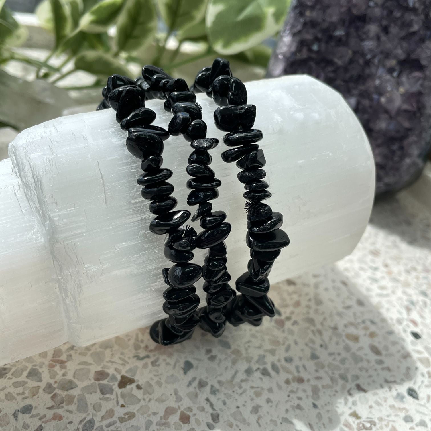 Black Tourmaline Chip Bracelet Q1/A Black Tourmaline Chip Bracelet Q1/A